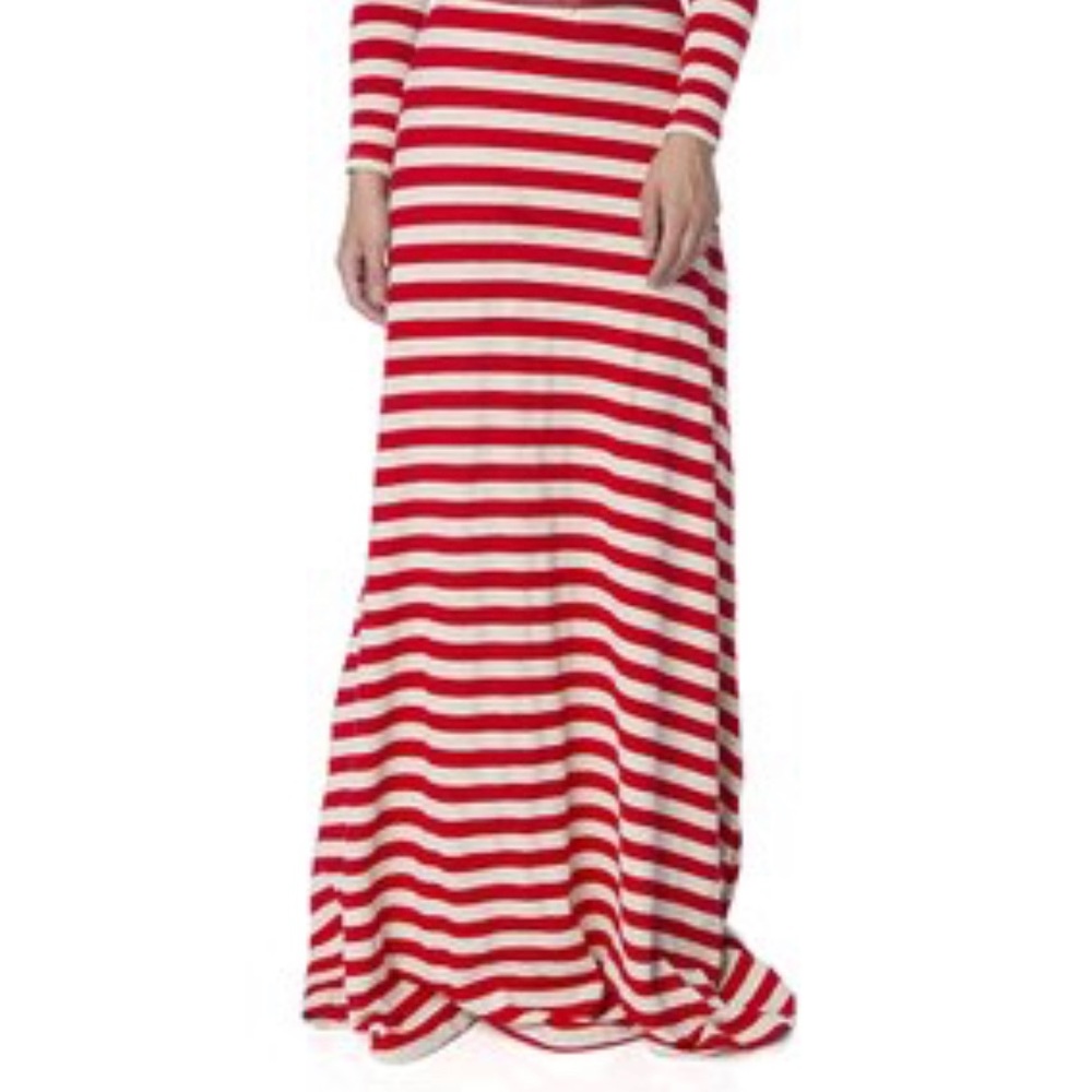 Red/White striped floor length dress - Picture 4 of 5